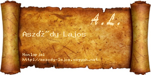 Aszódy Lajos névjegykártya